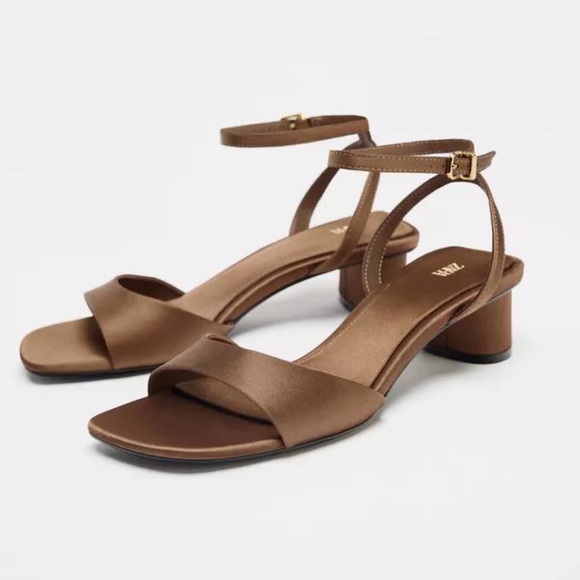 Zara Satin Finished Heel Sandal NWT - Picture 1 of 7